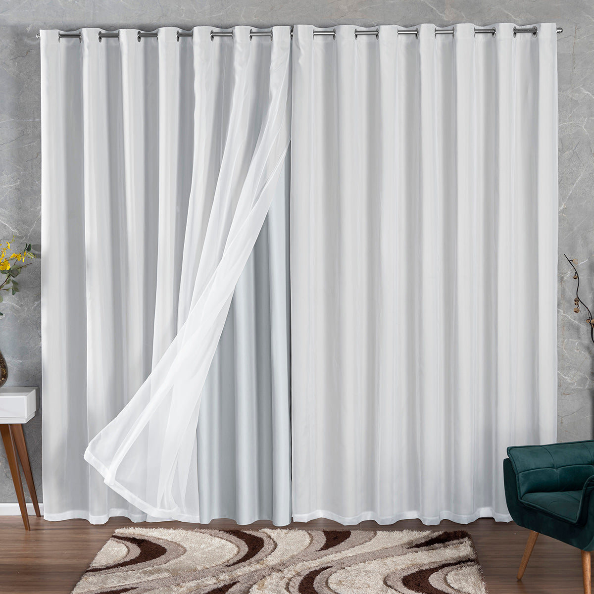 CORTINA BLACKOUT DE TECIDO COM VOIL - TAMANHO GRANDE