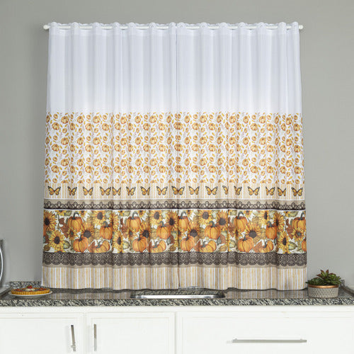 CORTINA DE COZINHA ESTAMPADA 2,00X1,50 OXFORD SEM ILHÓS