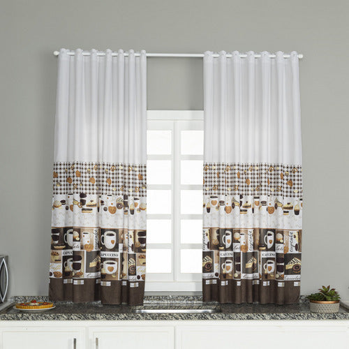 CORTINA DE COZINHA ESTAMPADA 2,00X1,50 OXFORD SEM ILHÓS