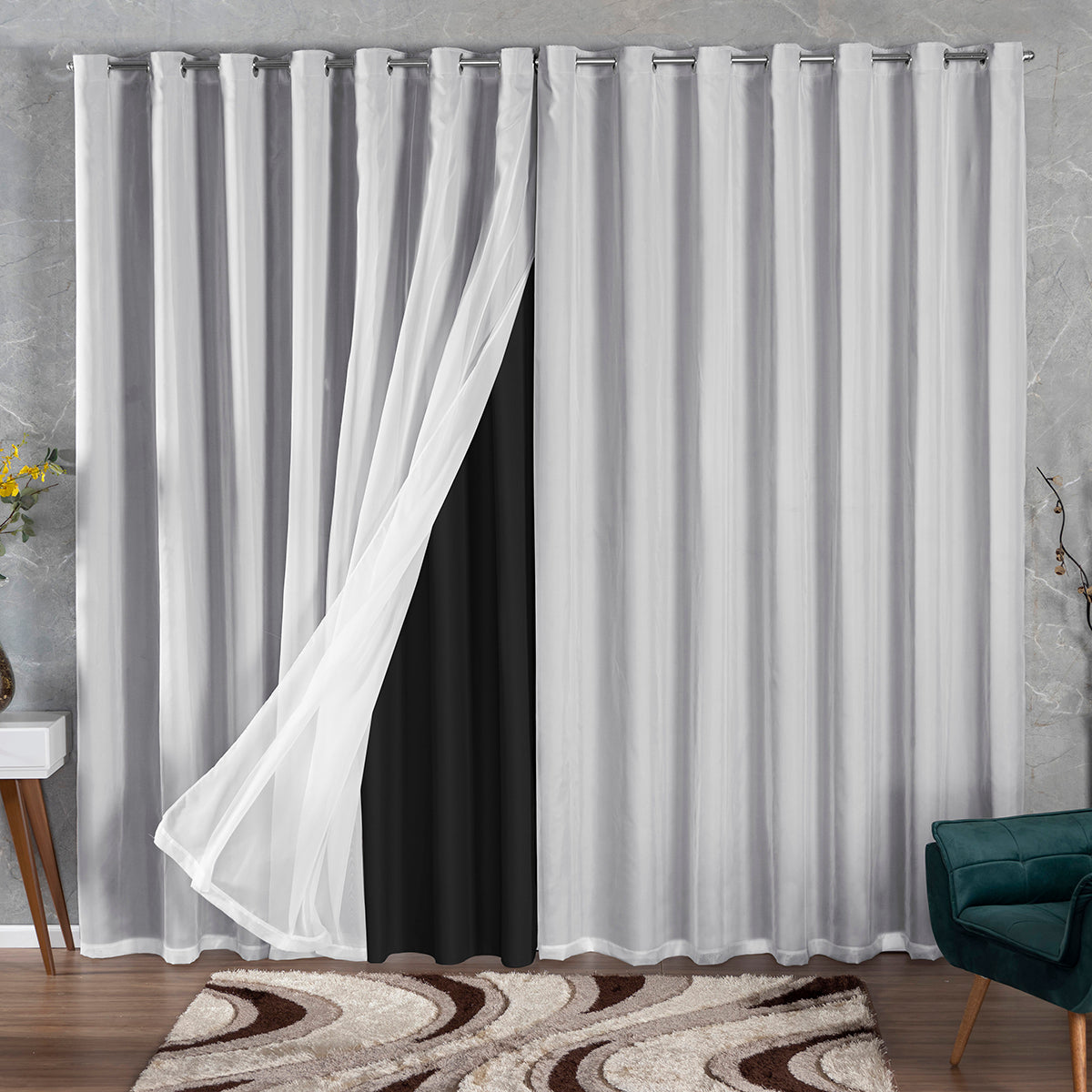 CORTINA BLACKOUT DE TECIDO COM VOIL - TAMANHO GRANDE