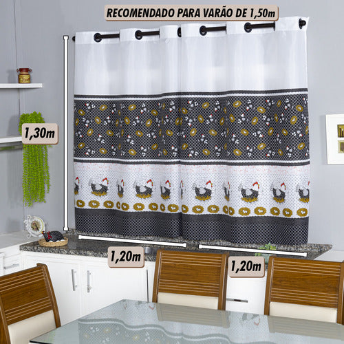 CORTINA OXFORD COZINHA ESTAMPADA