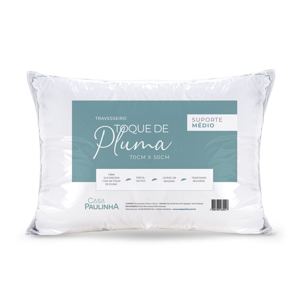 KIT 2 TRAVESSEIRO TOQUE DE PLUMA MEDIO 70X50