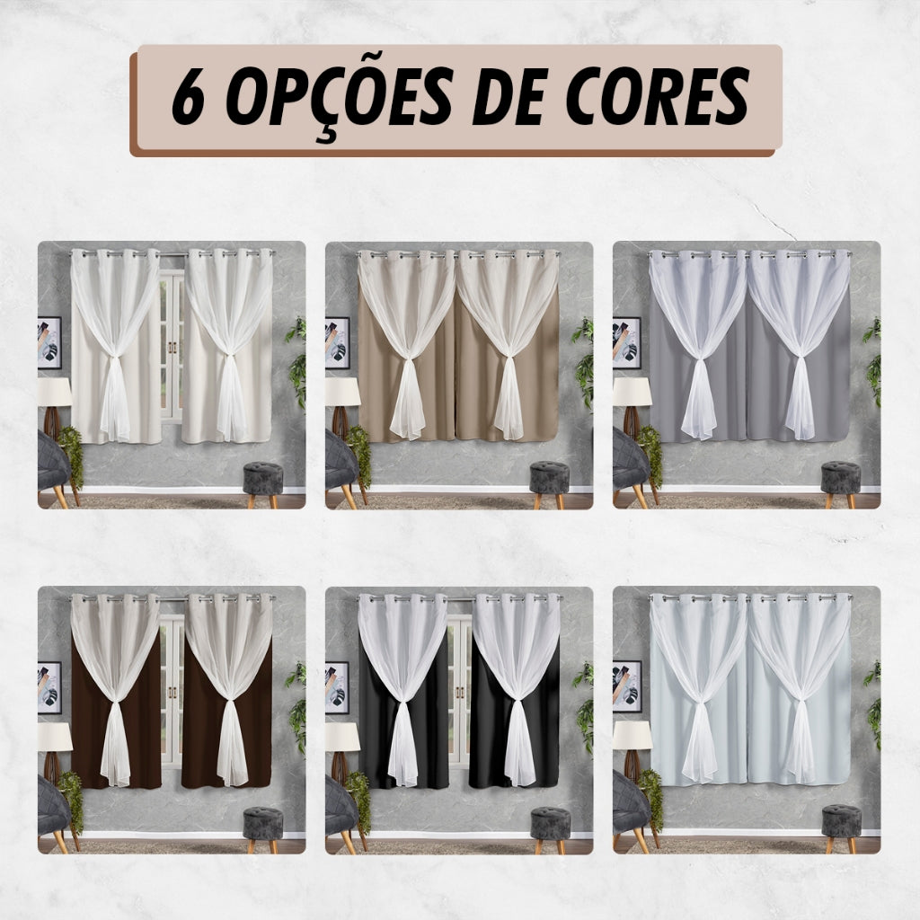 CORTINA BLACKOUT TECIDO COM VOIL - TAMANHO PADRÃO