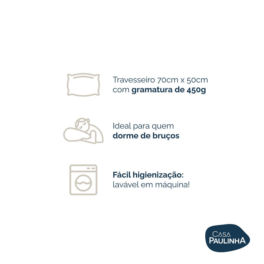KIT 2 TRAVESSEIROS SOFTY MÉDIO 70X50