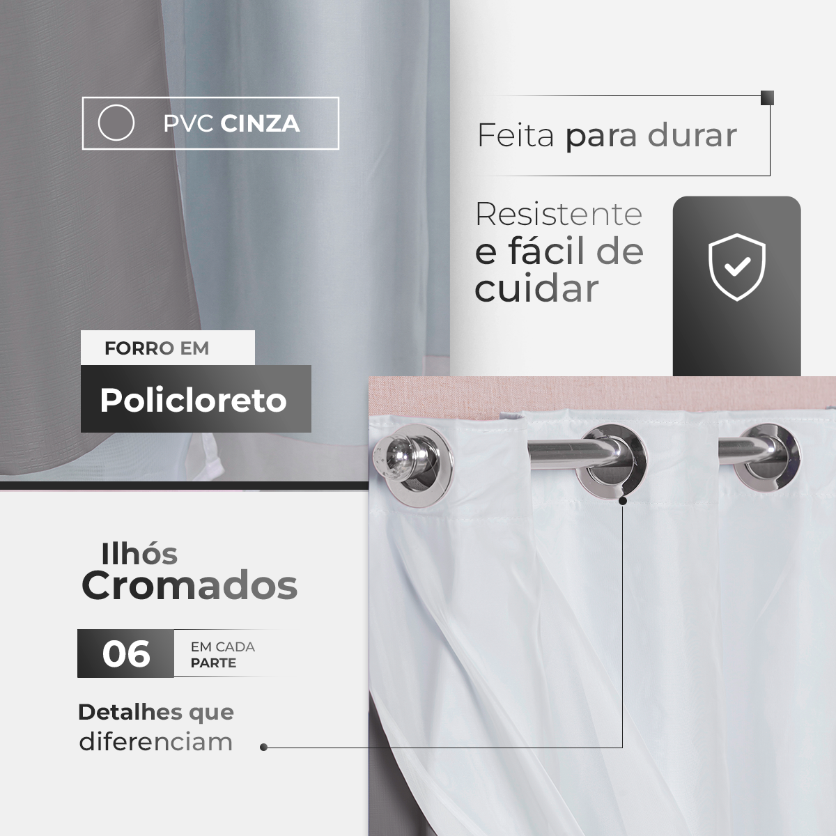 CORTINA BLACKOUT DE PVC COM VOIL