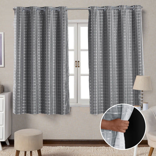 CORTINA BLACKOUT DE PVC COM VOIL XADREZ