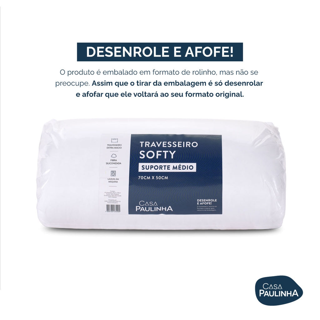 KIT 2 TRAVESSEIROS SOFTY MÉDIO 70X50