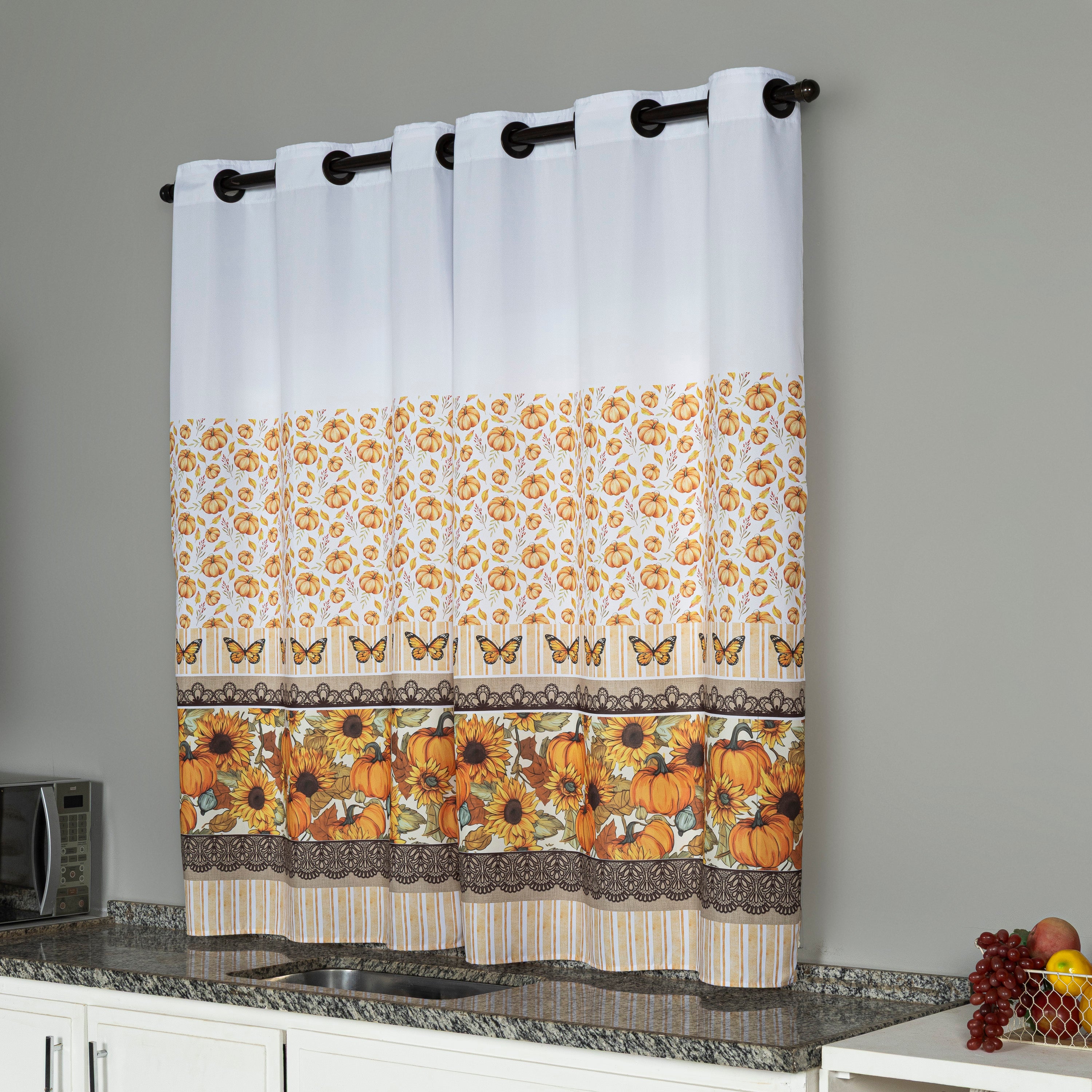 CORTINA DE COZINHA ESTAMPADA 2,00X1,50 OXFORD COM ILHÓS