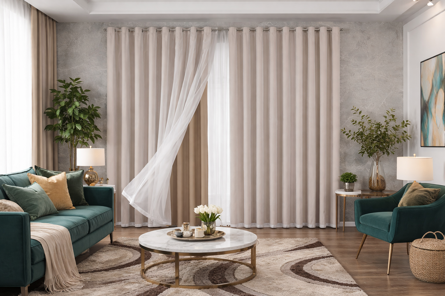 CORTINA BLACKOUT DE TECIDO COM VOIL - TAMANHO GRANDE