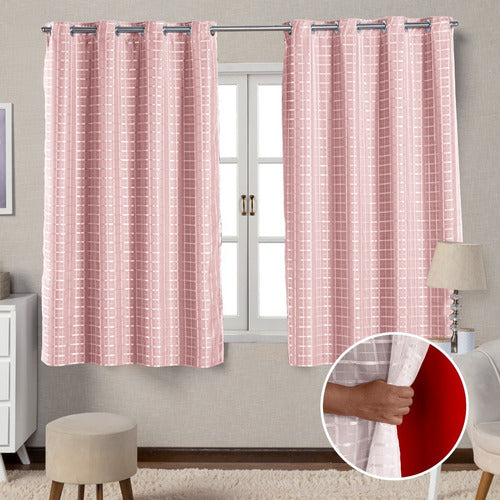 CORTINA BLACKOUT DE PVC COM VOIL XADREZ