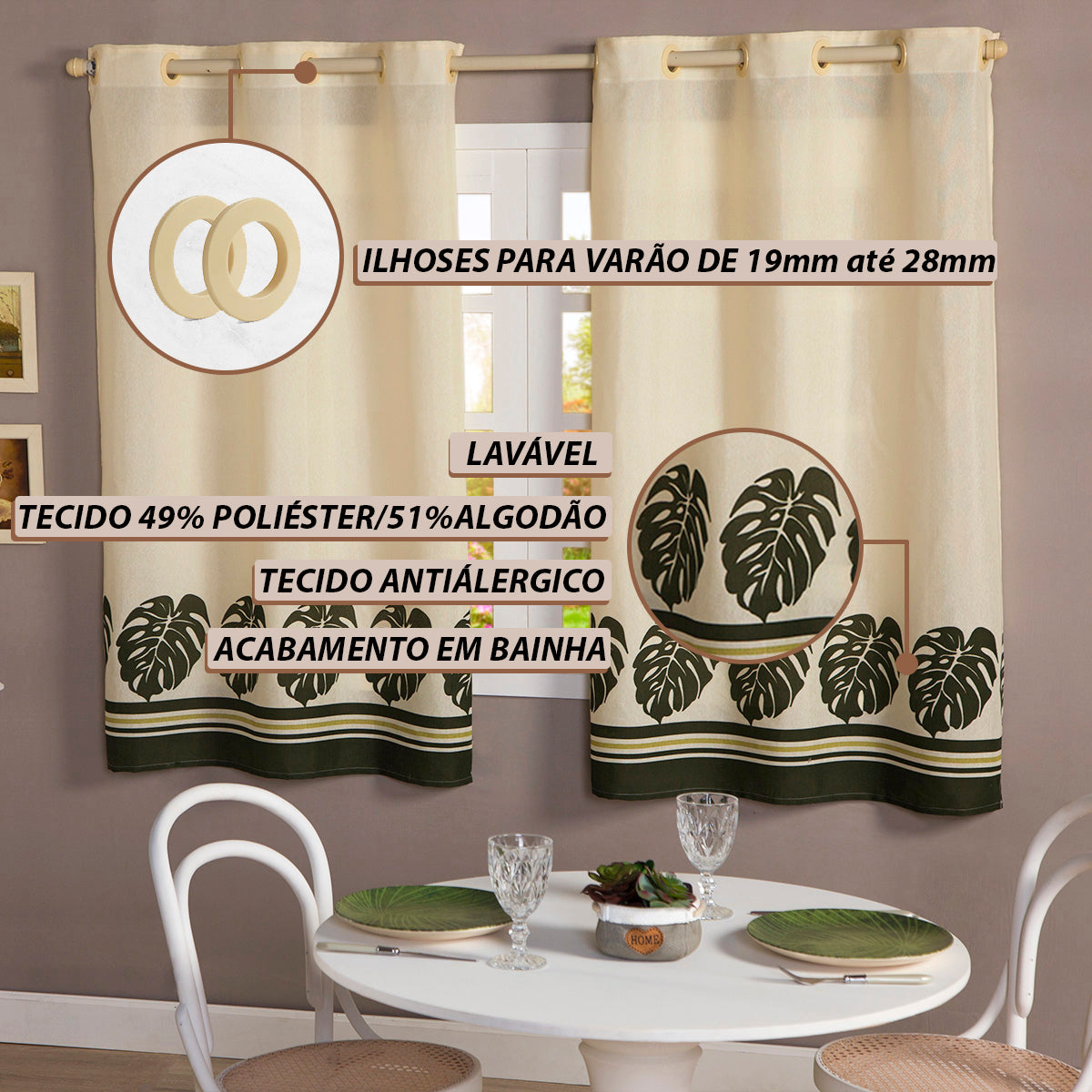 CORTINA COZINHA ESTAMPADA LINHÃO