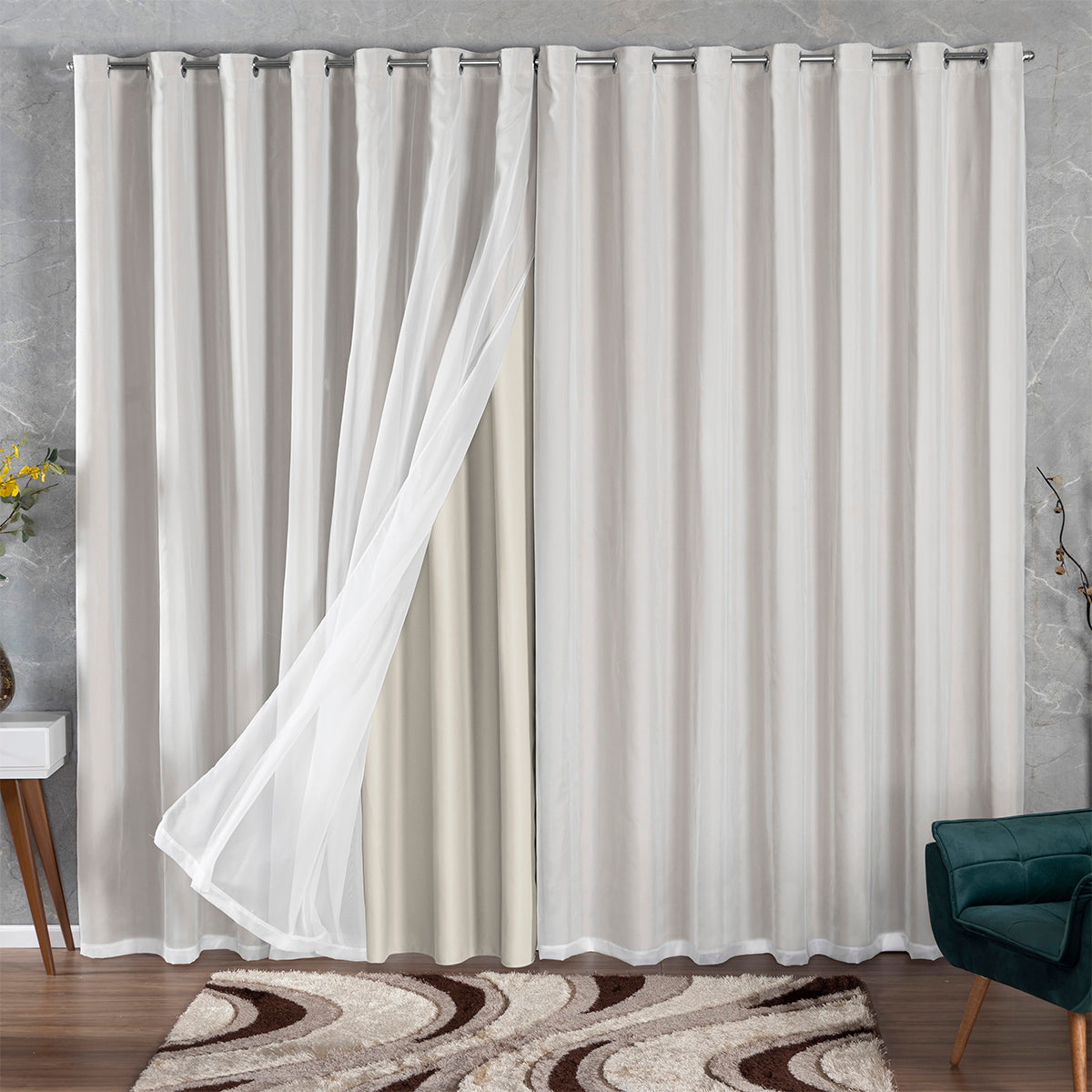 CORTINA BLACKOUT DE TECIDO COM VOIL - TAMANHO GRANDE