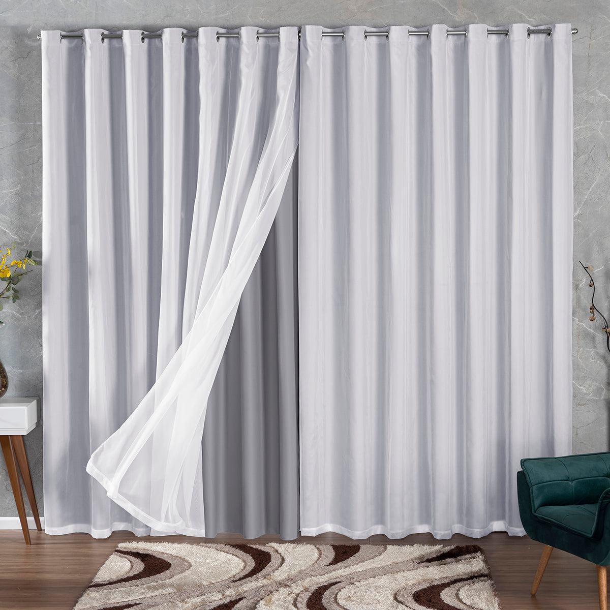 CORTINA BLACKOUT DE TECIDO COM VOIL - TAMANHO GRANDE