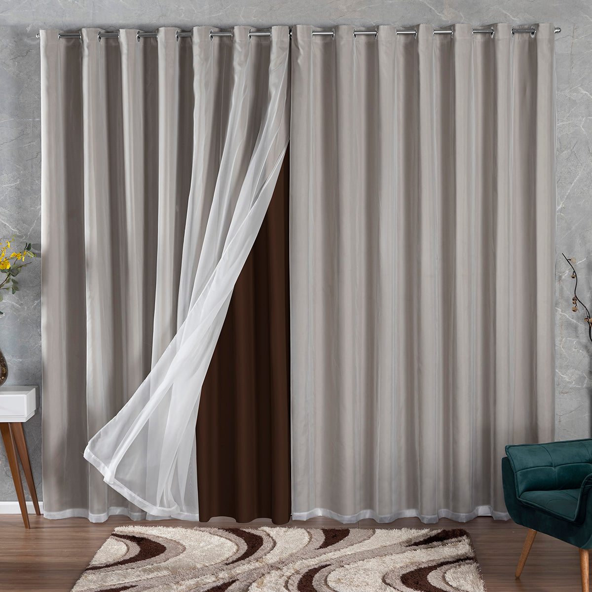 CORTINA BLACKOUT DE TECIDO COM VOIL - TAMANHO GRANDE