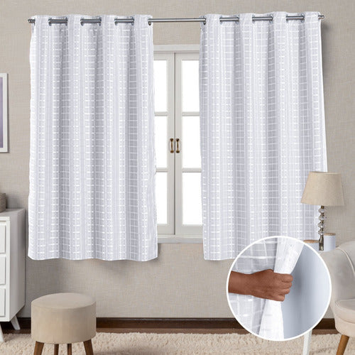 CORTINA BLACKOUT DE PVC COM VOIL XADREZ