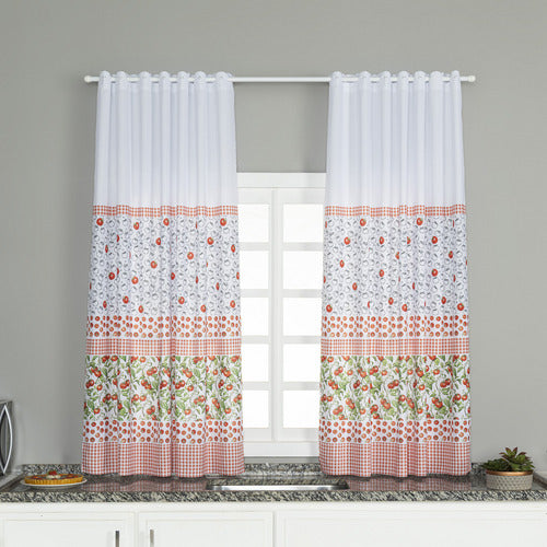 CORTINA DE COZINHA ESTAMPADA 2,00X1,50 OXFORD COM ILHÓS