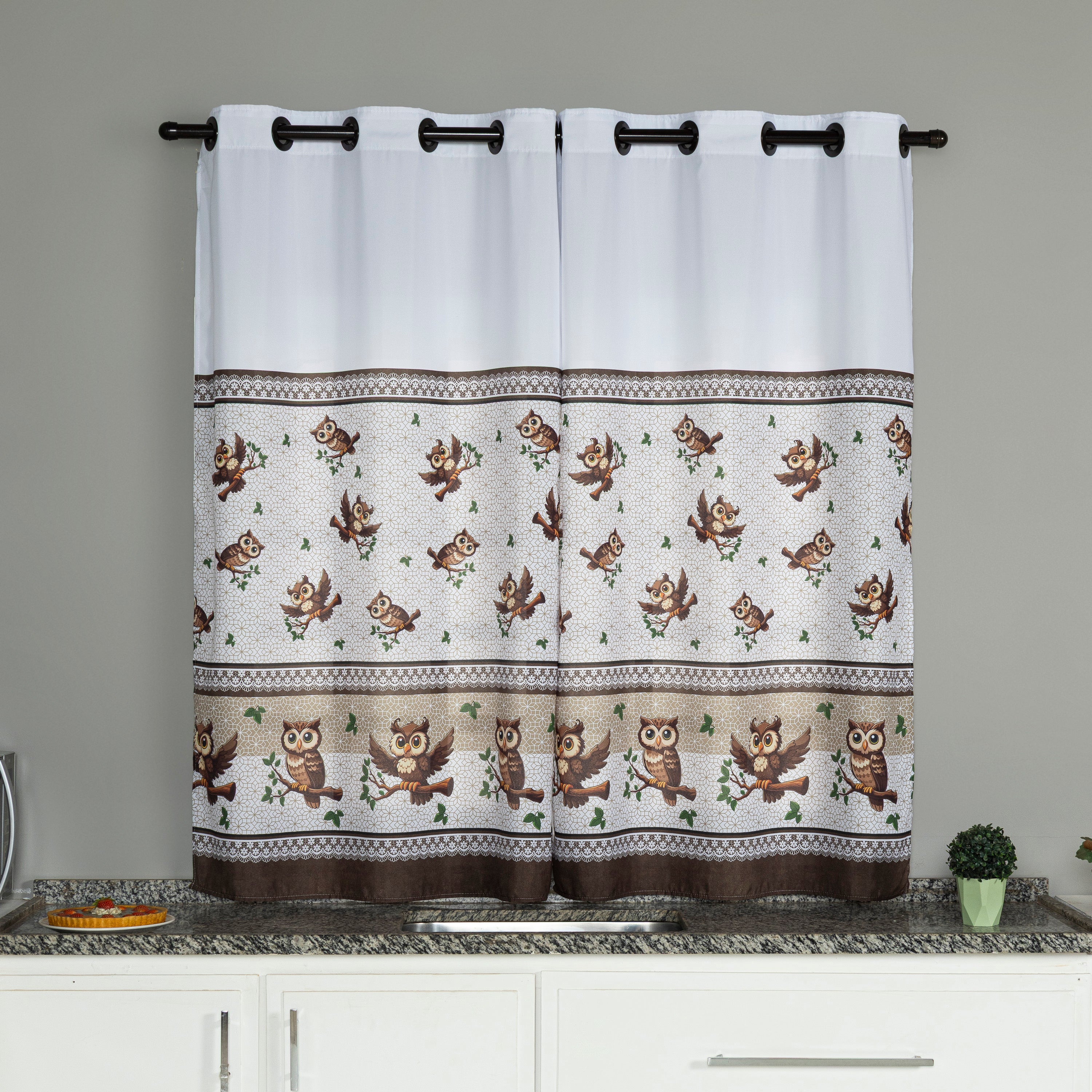 CORTINA DE COZINHA ESTAMPADA 2,00X1,50 OXFORD COM ILHÓS