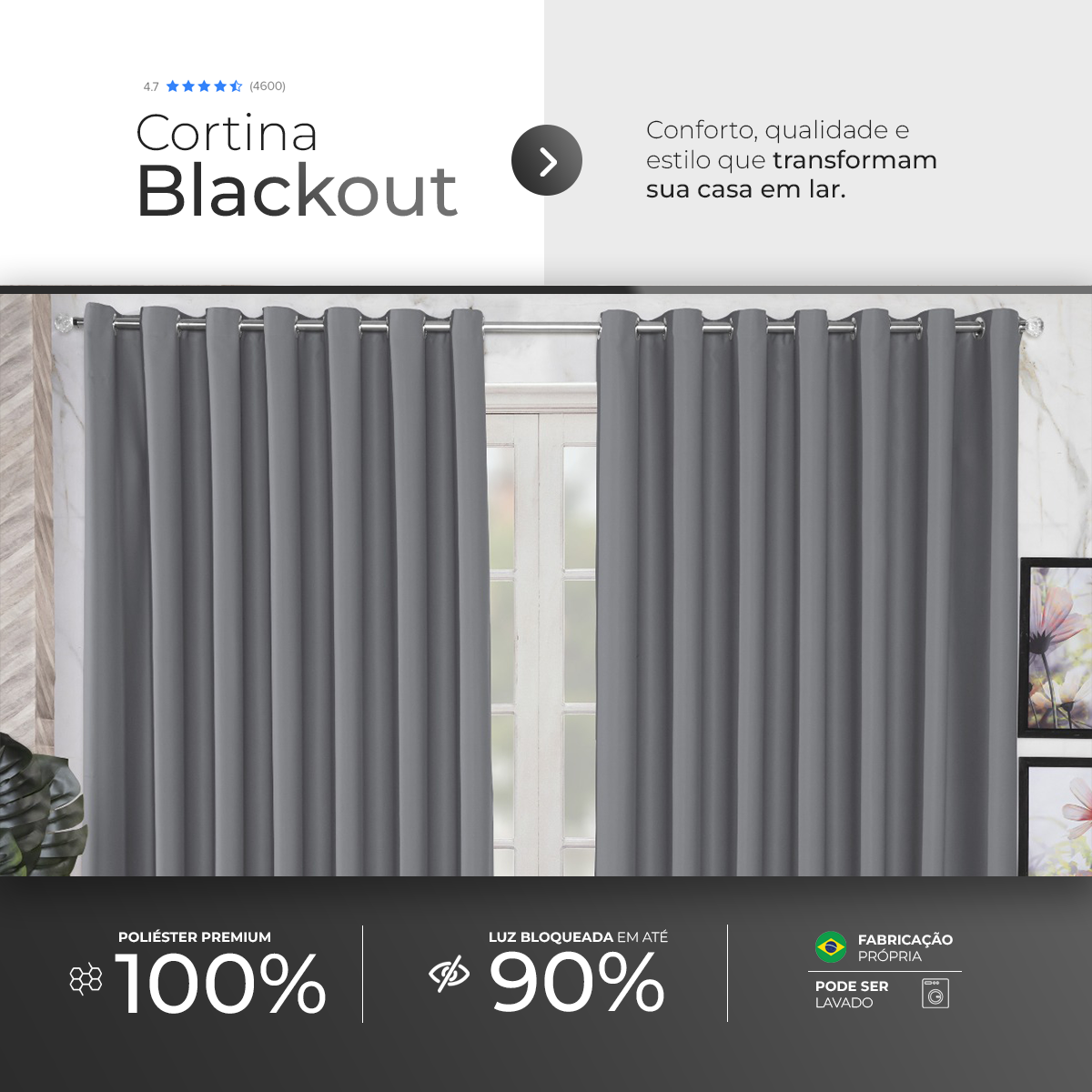 CORTINA BLACKOUT DE TECIDO - TAMANHO GRANDE