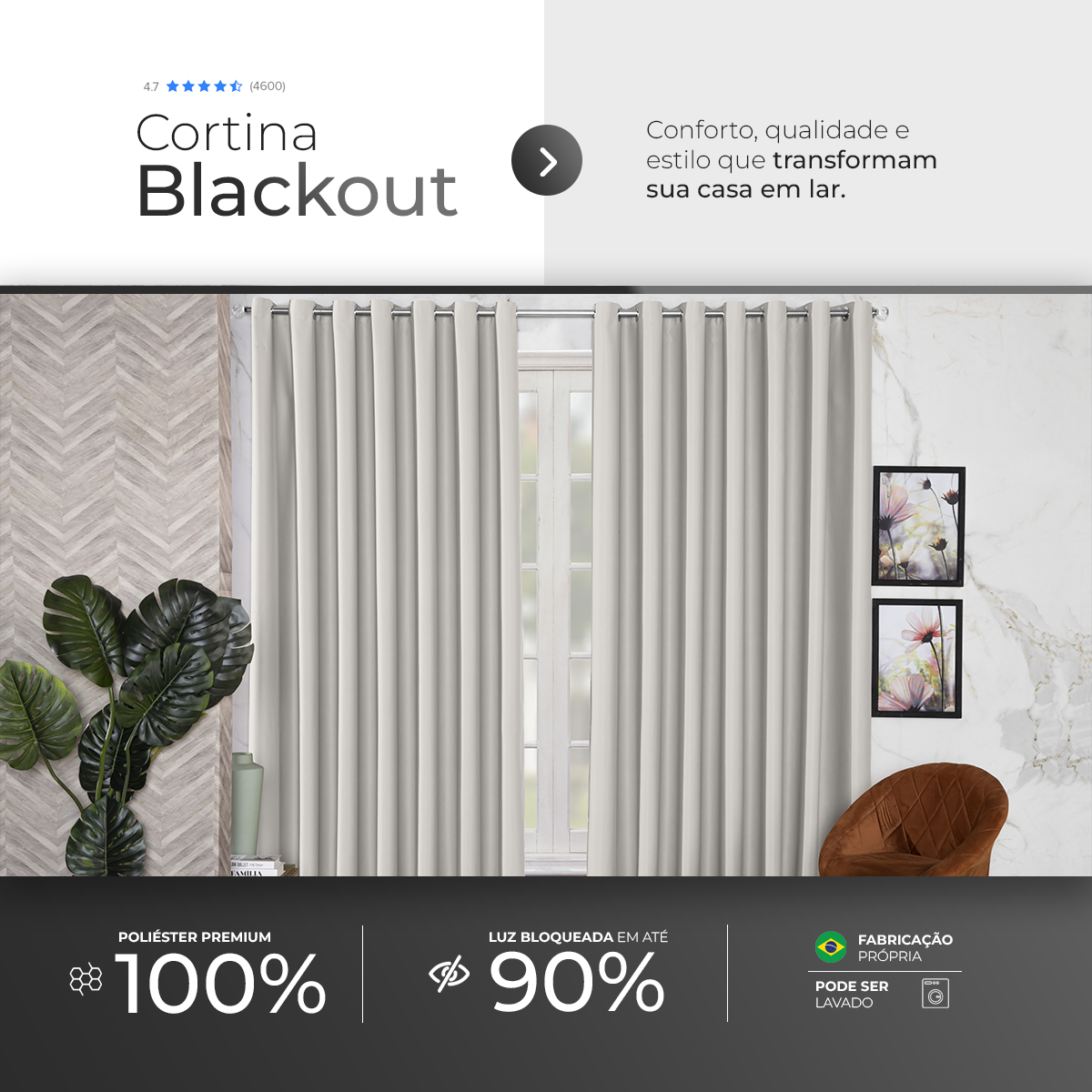 CORTINA BLACKOUT DE TECIDO - TAMANHO PADRÃO