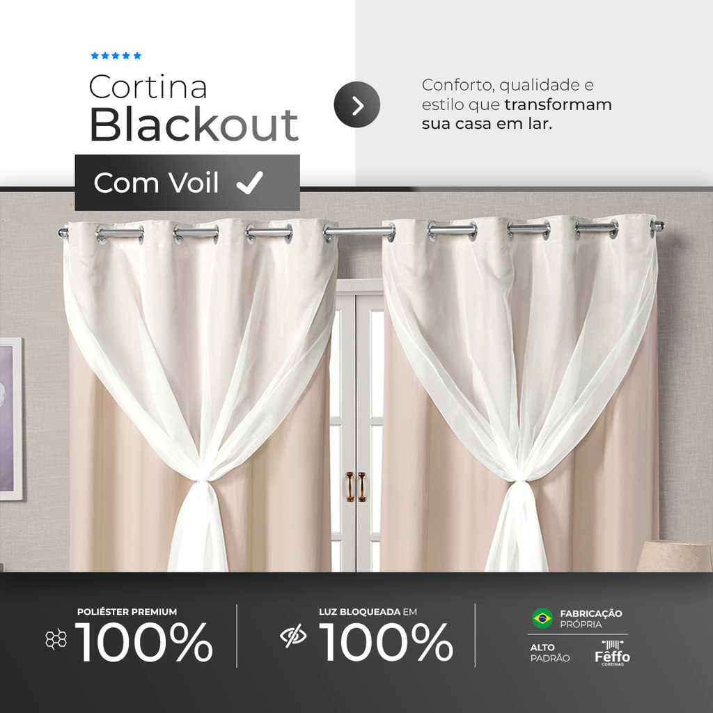 CORTINA BLACKOUT DE PVC COM VOIL