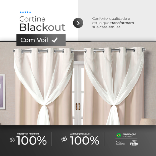 CORTINA BLACKOUT DE PVC COM VOIL