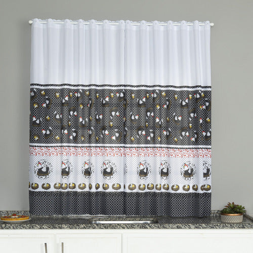 CORTINA DE COZINHA ESTAMPADA 2,00X1,50 OXFORD  SEM ILHÓS