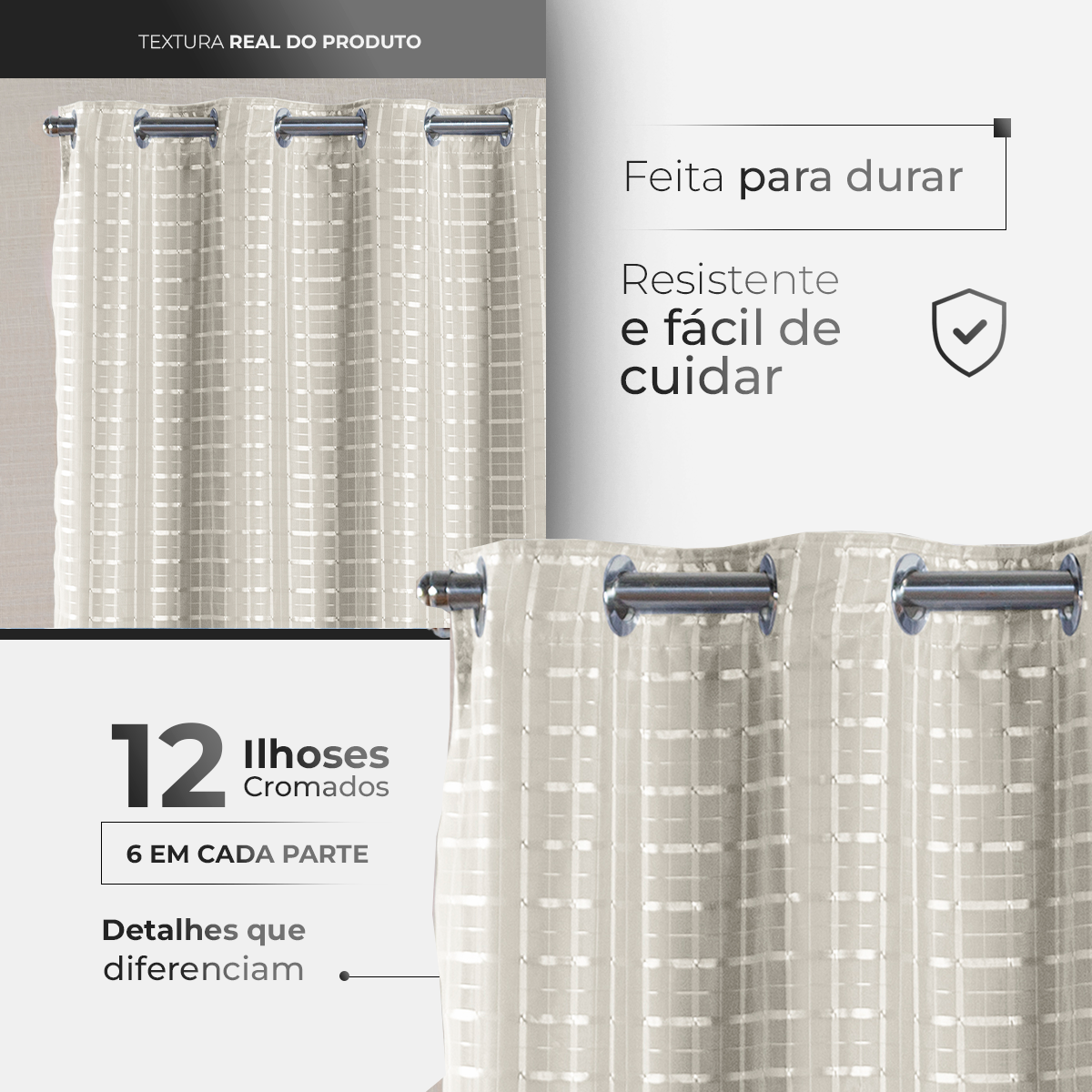 CORTINA BLACKOUT DE PVC COM VOIL XADREZ