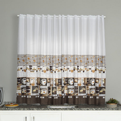 CORTINA DE COZINHA ESTAMPADA 2,00X1,50 OXFORD  SEM ILHÓS