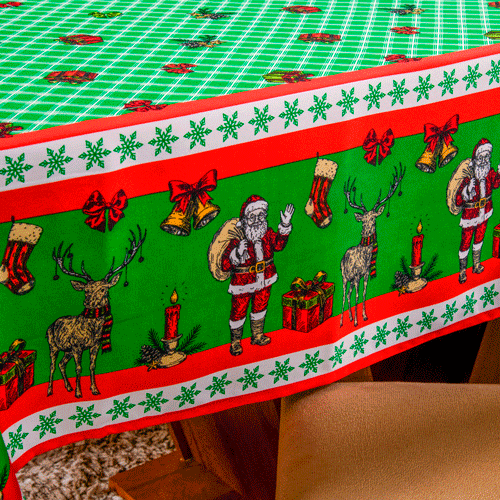TOALHA DE MESA OXFORD ESTAMPADA NATAL