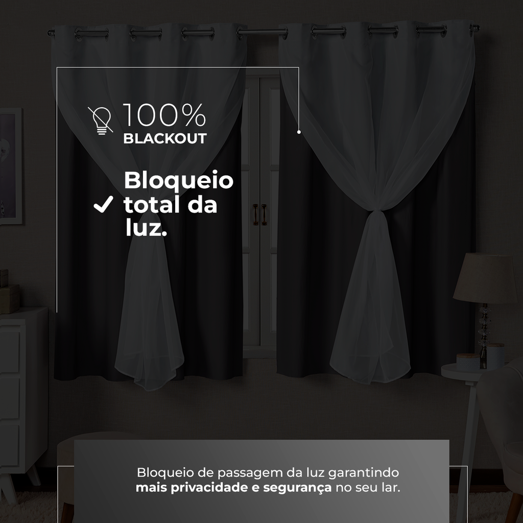 CORTINA BLACKOUT DE PVC COM VOIL