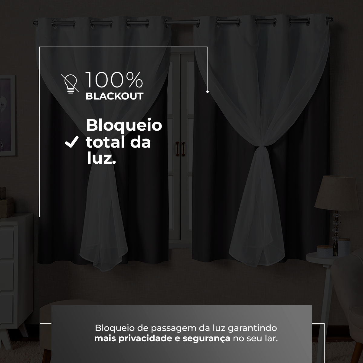 CORTINA BLACKOUT DE PVC COM VOIL