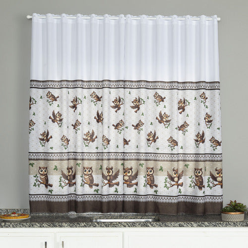 CORTINA DE COZINHA ESTAMPADA 2,00X1,50 OXFORD  SEM ILHÓS