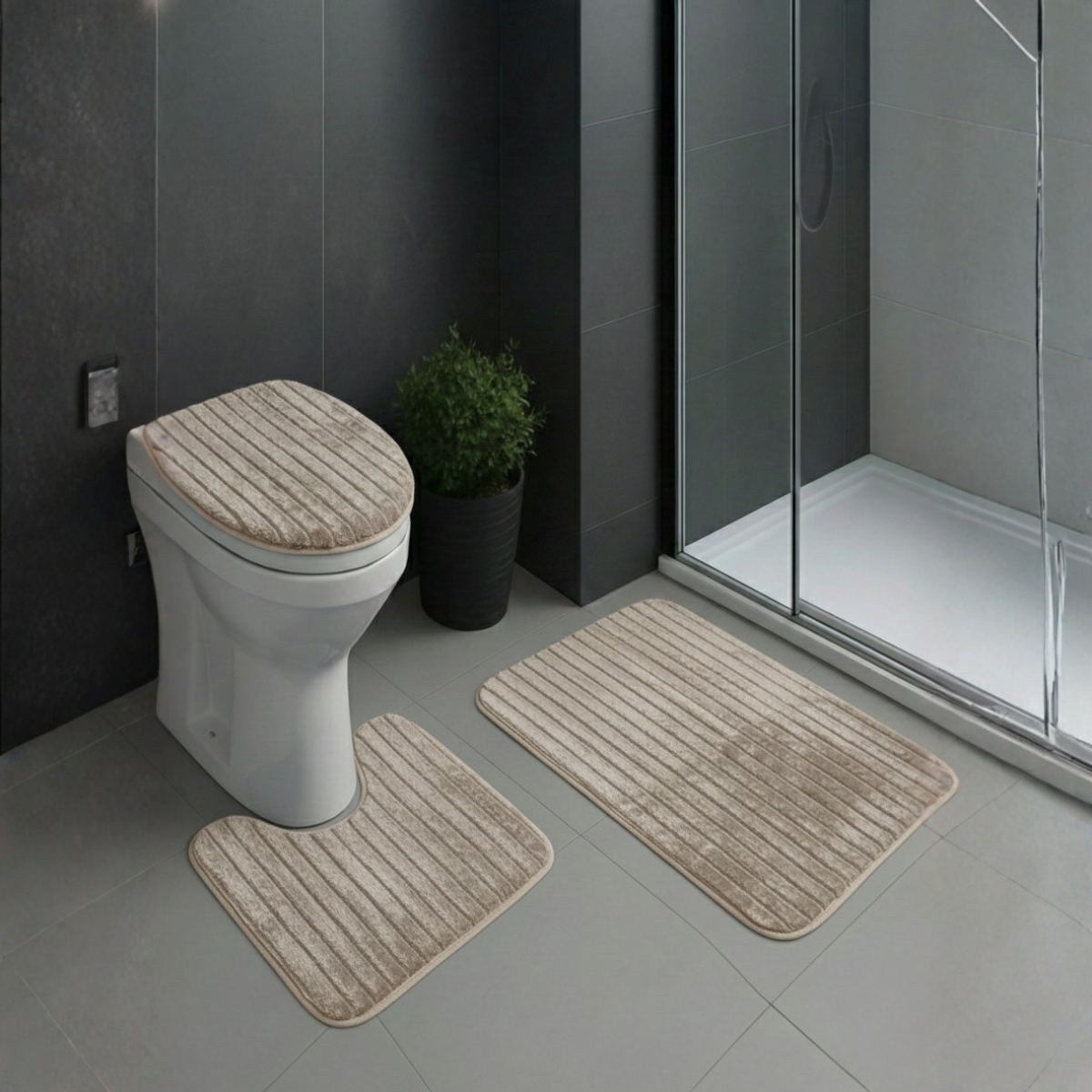 JOGO DE BANHEIRO CANELADO ANTIDERRAPANTE