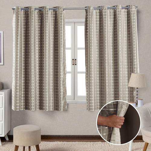 CORTINA BLACKOUT DE PVC COM VOIL XADREZ