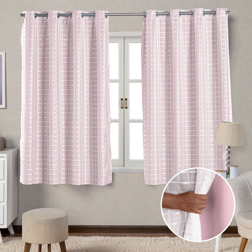 CORTINA BLACKOUT DE PVC COM VOIL XADREZ