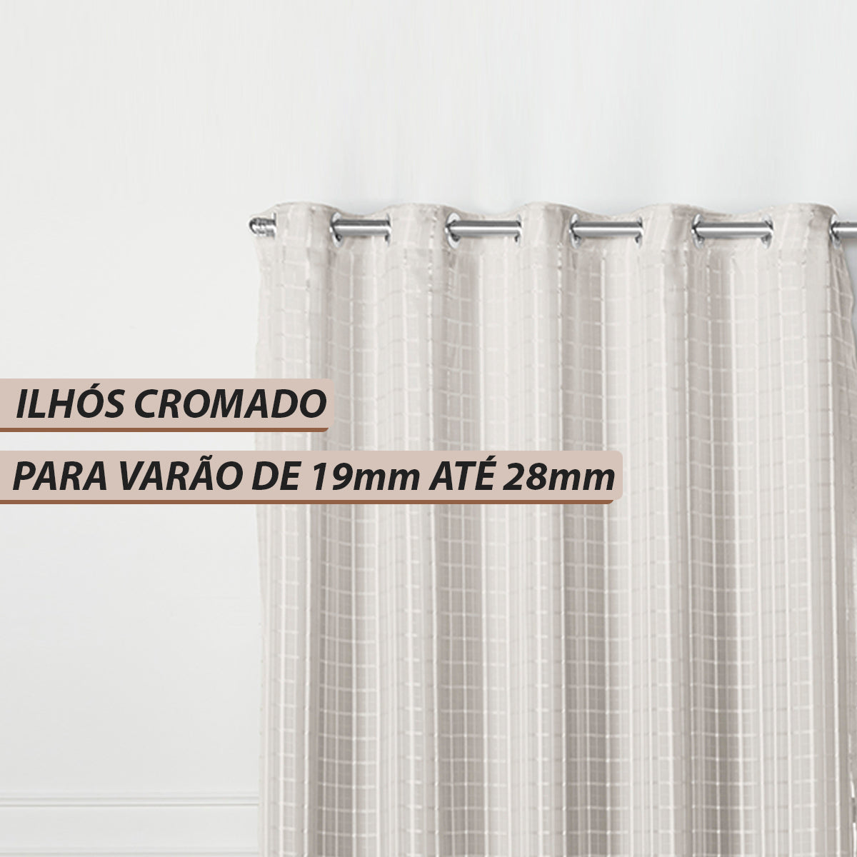 CORTINA BLACKOUT TECIDO COM VOIL XADREZ - TAMANHO GRANDE
