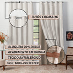 CORTINA BLACKOUT TECIDO COM VOIL XADREZ - TAMANHO GRANDE