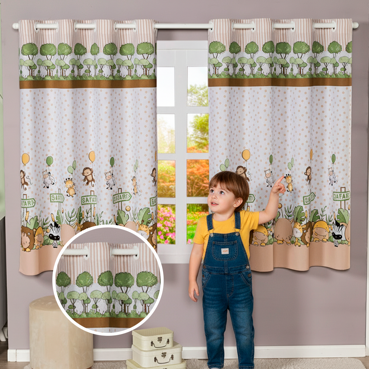 CORTINA INFANTIL ESTAMPADA LINHÃO