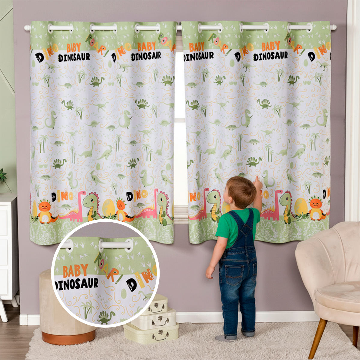 CORTINA INFANTIL ESTAMPADA LINHÃO