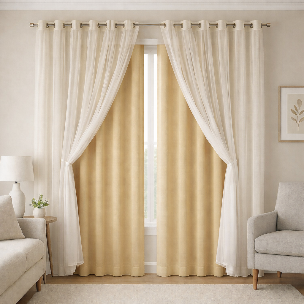 CORTINA BLACKOUT TECIDO COM VOIL LINHO FLAME