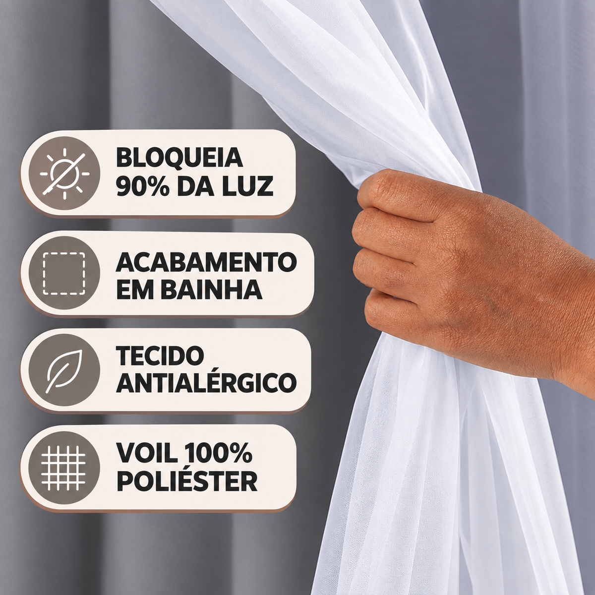 CORTINA BLACKOUT DE TECIDO COM VOIL - TAMANHO GRANDE