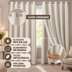 CORTINA BLACKOUT TECIDO COM VOIL XADREZ - TAMANHO GRANDE