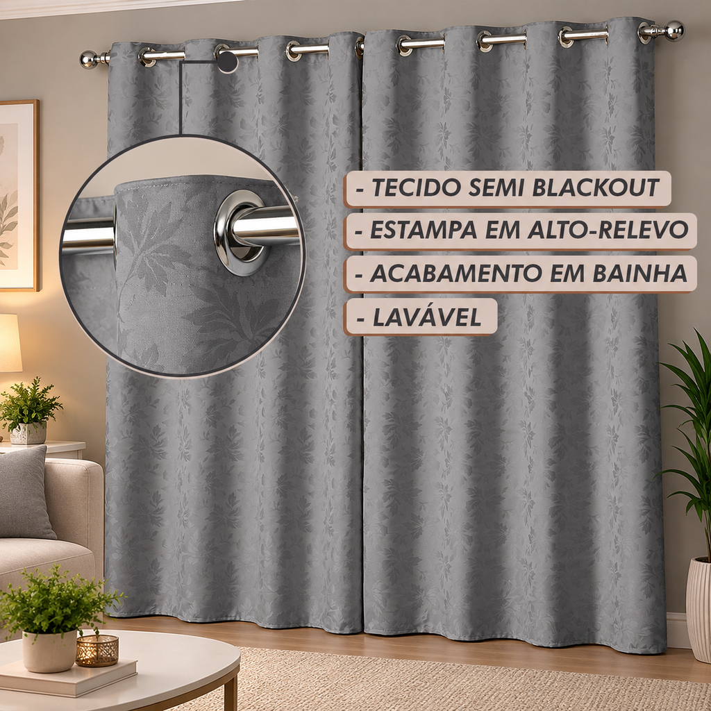 CORTINA TECIDO JACQUARD - TAMANHO GRANDE