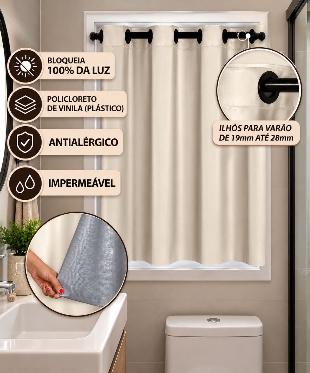 CORTINA BLACKOUT DE PVC JANELA BANHEIRO