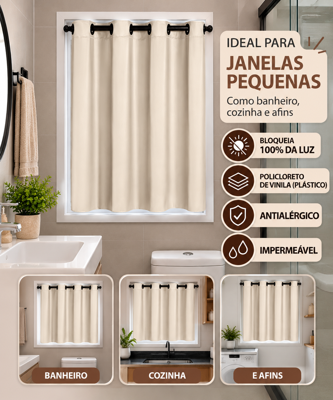 CORTINA BLACKOUT DE PVC JANELA BANHEIRO