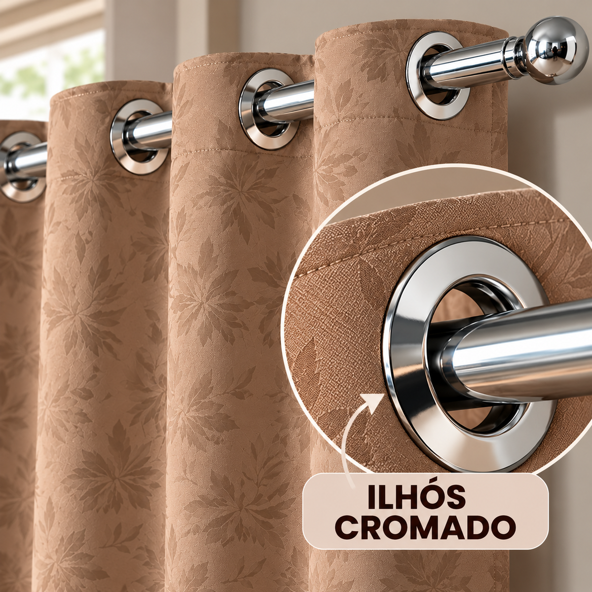 CORTINA TECIDO JACQUARD - TAMANHO PADRÃO