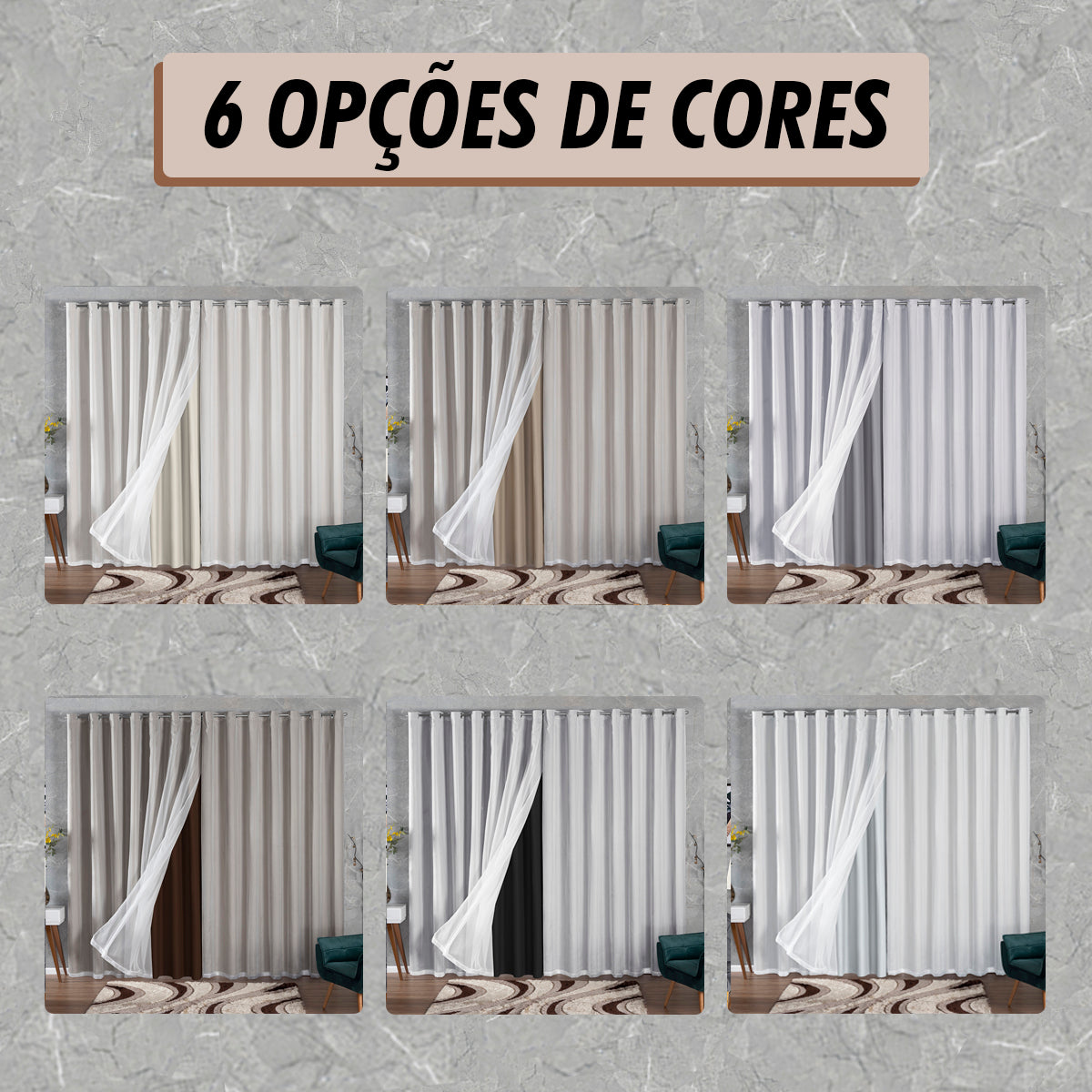 CORTINA BLACKOUT DE TECIDO COM VOIL - TAMANHO GRANDE