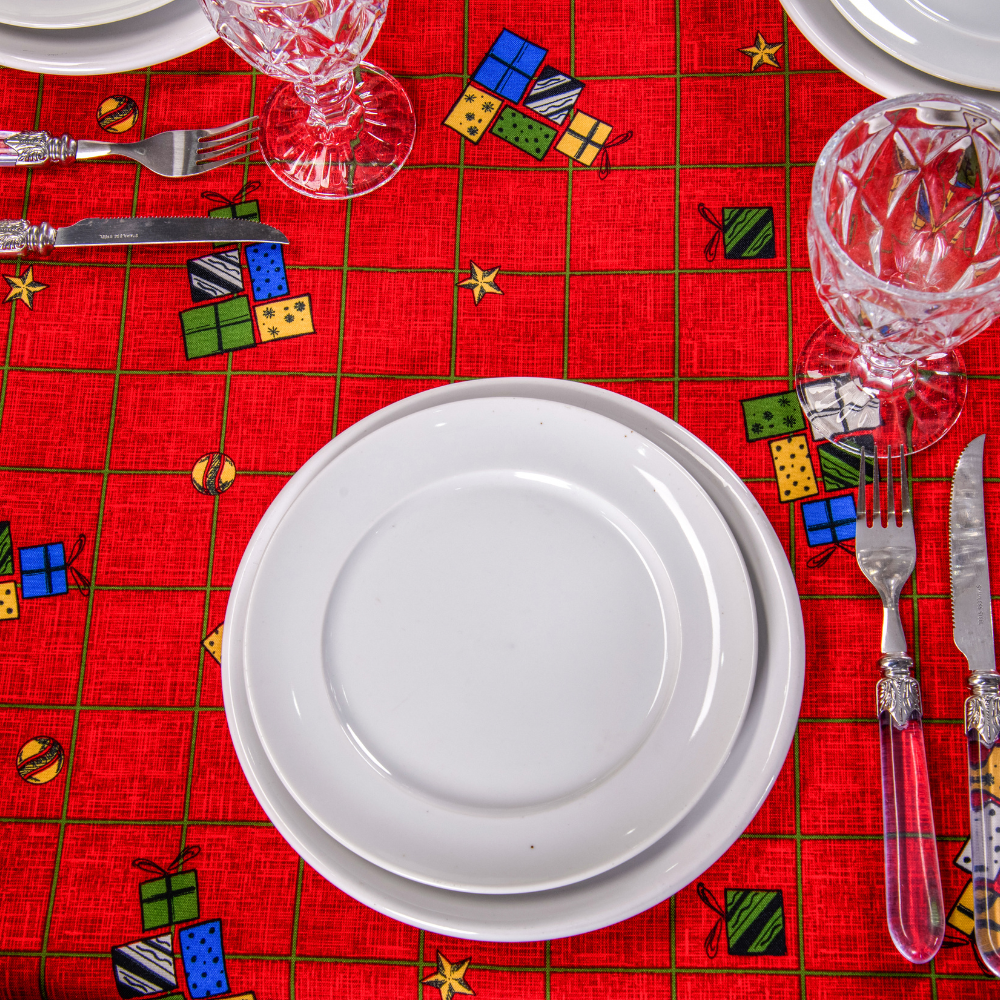 TOALHA DE MESA OXFORD ESTAMPADA NATAL