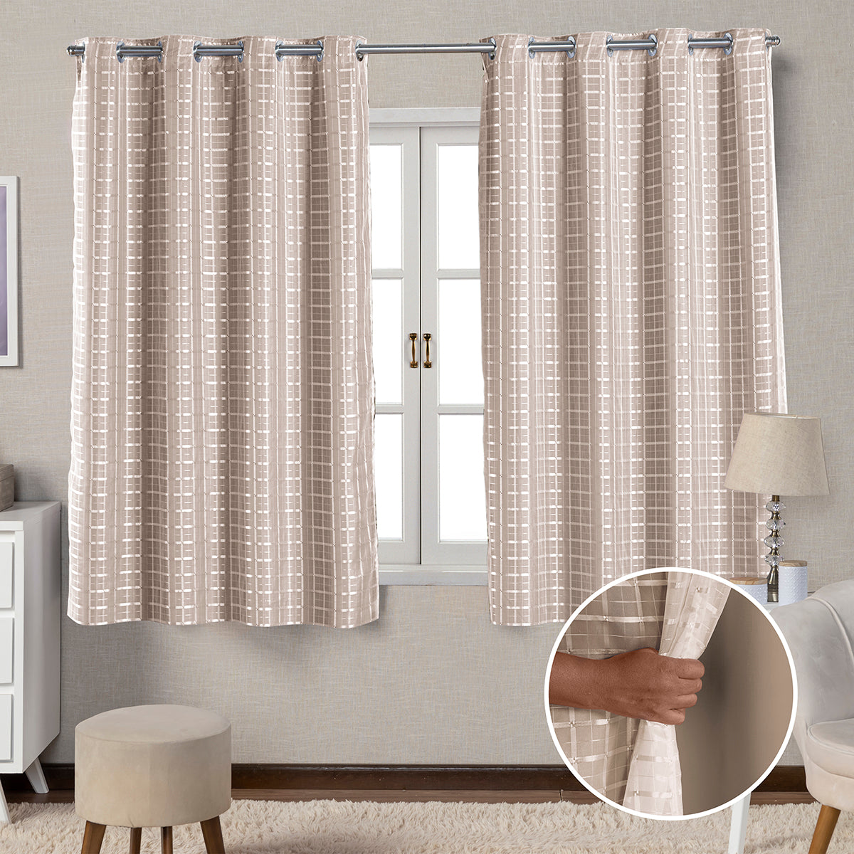 CORTINA BLACKOUT DE PVC COM VOIL XADREZ