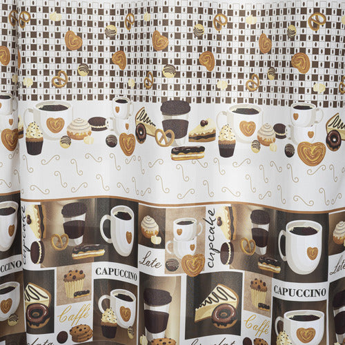 CORTINA DE COZINHA ESTAMPADA 2,00X1,50 OXFORD  SEM ILHÓS